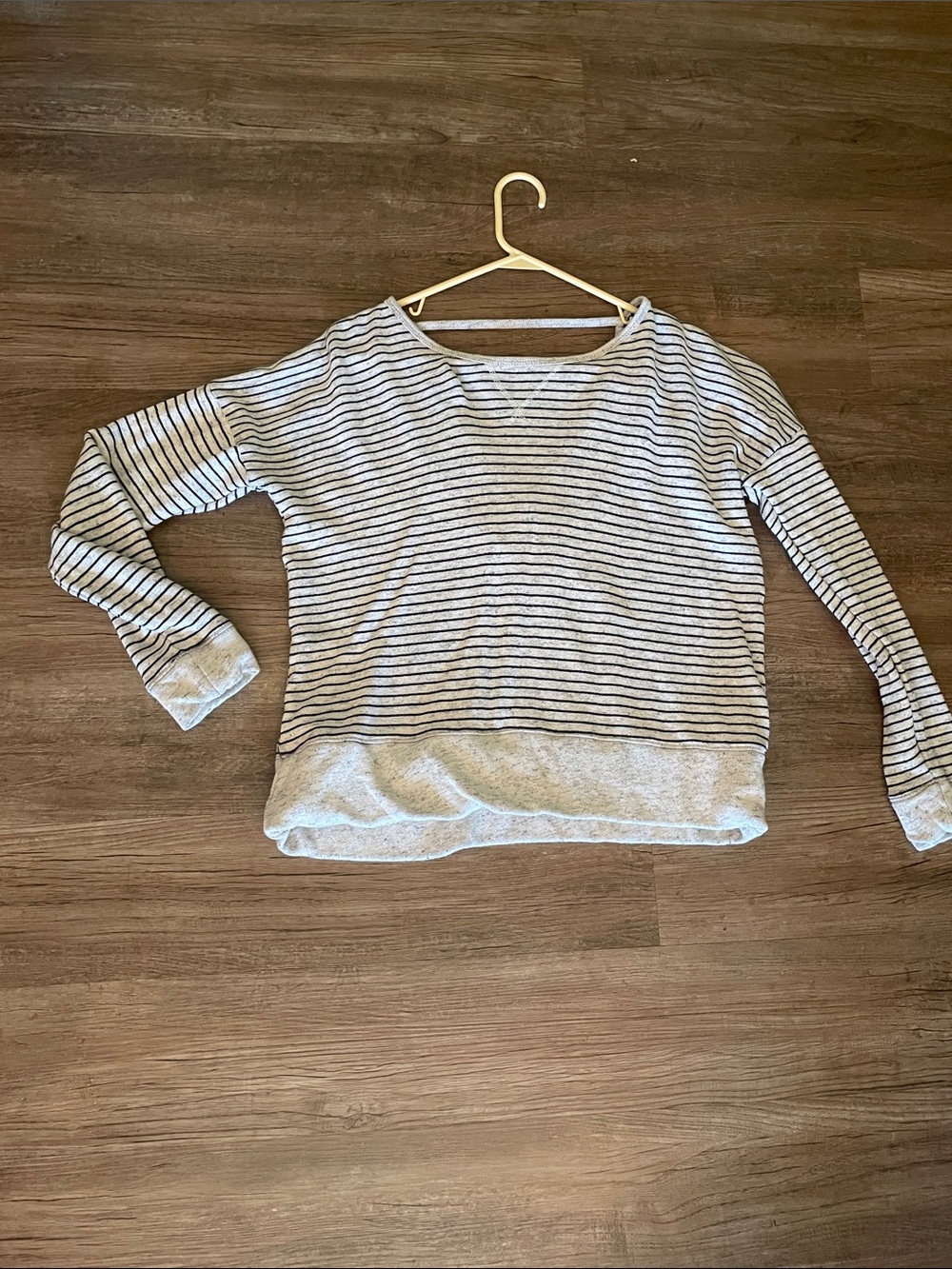 Maurices Cream and Black Striped Crewneck Sweater